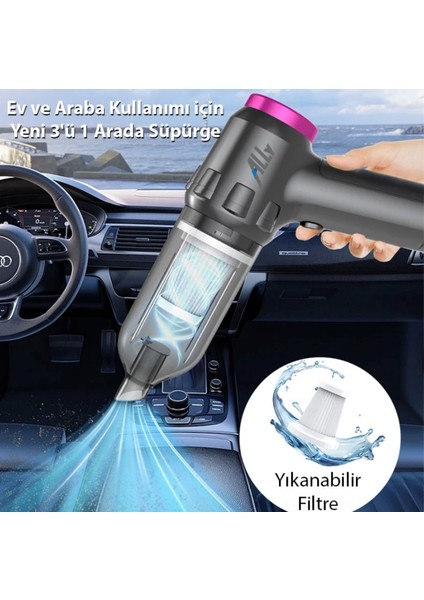 Turbo emiş 14000 pa güçlü vakum araç süpürgesi portatif ev araba kullanımı için süpürge