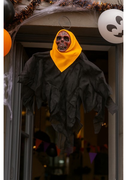 Halloween Cadılar Bayramı İskelet Çığlık Turuncu-Kırmızı Korkunç Kapı Süsü fiyatları