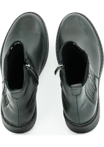 Hakiki Deri Fermuarlı Kadın Bot Kauçuk Taban - B263401 fırsatları