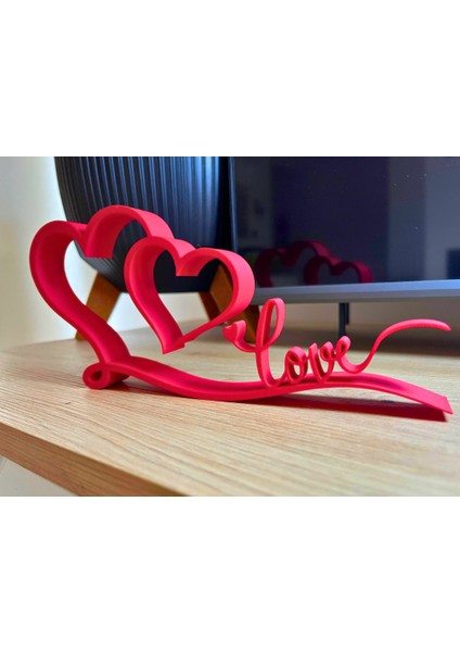3D Baskı “love” Kalpli Dekoratif Obje – Masa Üstü Aksesuar