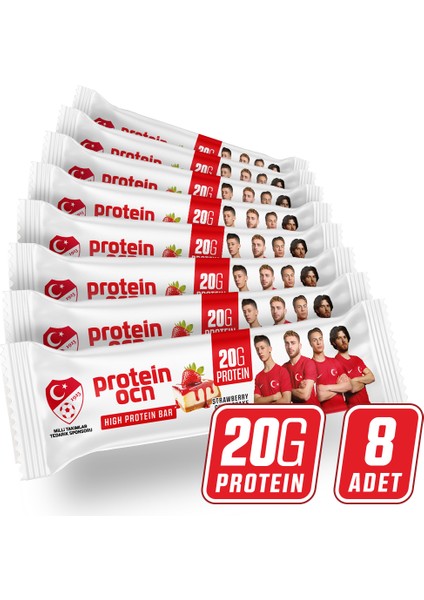 Protein Bar - Strawberry Cake - 50G x 8 Adet
