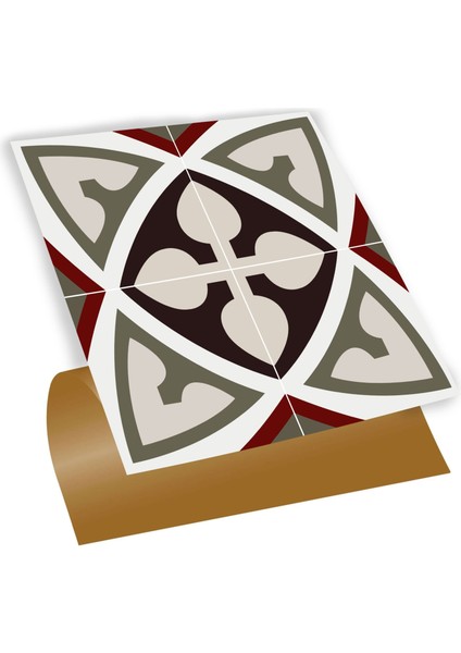 Kendinden Yapışkanlı Seramik ve Yer Döşemesi Modern Rumi Desenli Pvc Karo 30X30 cm (4 Adet) 0,36M²