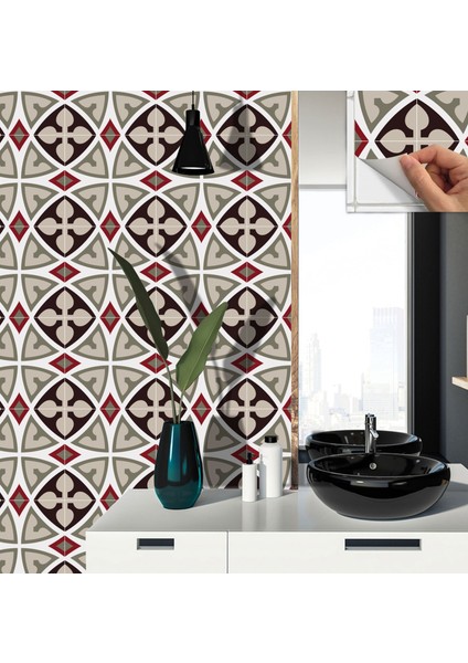 Kendinden Yapışkanlı Seramik ve Yer Döşemesi Modern Rumi Desenli Pvc Karo 30X30 cm (4 Adet) 0,36M² fırsatları