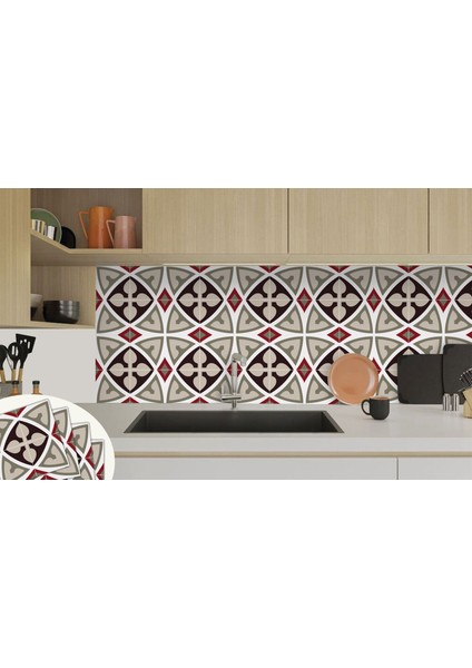Kendinden Yapışkanlı Seramik ve Yer Döşemesi Modern Rumi Desenli Pvc Karo 30X30 cm (4 Adet) 0,36M² indirimleri