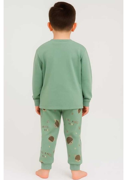 Yeşil Ayıcık 4-5-6 Yaş Çocuk Alt Üst Takım Pijama Takım modelleri