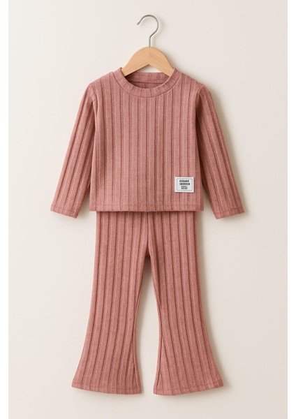 Fitilli Yumoş Kumaş Kız Çocuk Takım Gülkurusu fiyatları