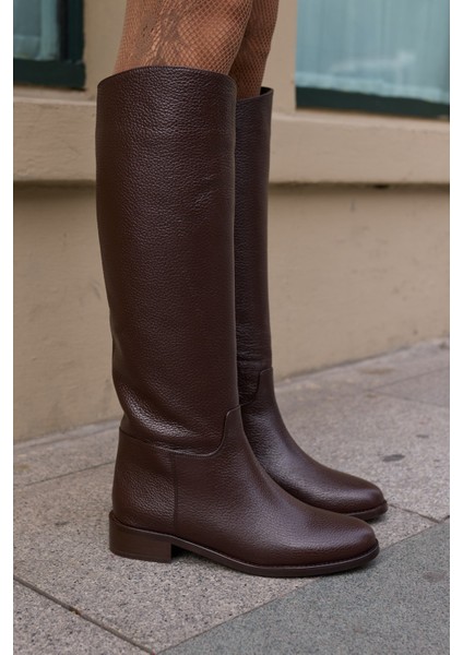 Jesia Kadın Kahverengi Gercek Deri Binici Çizme indirimleri