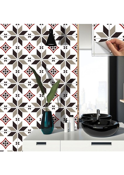 Kendinden Yapışkanlı Seramik ve Yer Döşemesi Çarkıfelek Desenli Pvc Karo 30X30 cm (56 Adet) 5 M² fırsatları