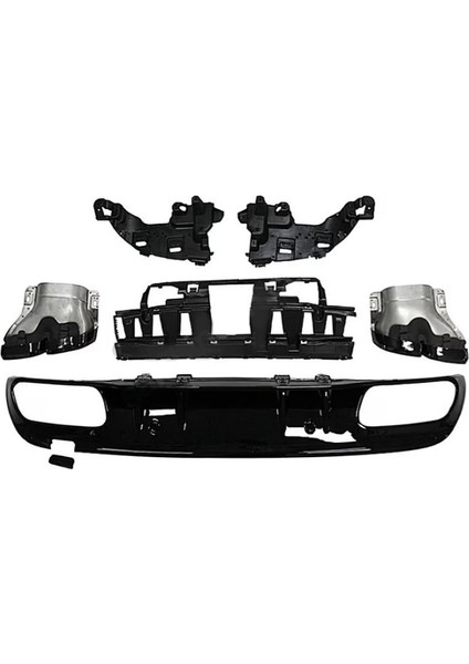 Mercedes W205 S205 Makyajlı C63 Amg Difüzör + Siyah Egzoz Ucu 2014-2021