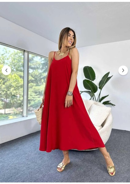 Ayarlanabilir Askılı Midi Boy Full Likralı Elbise