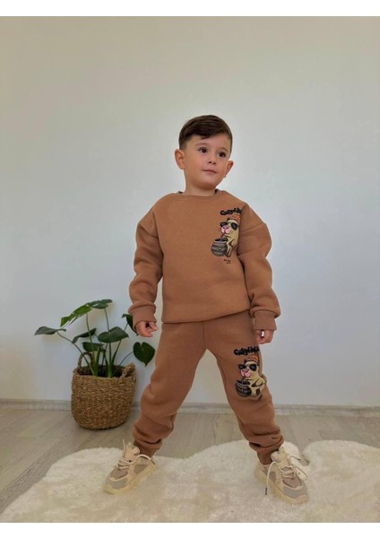 Capybara Erkek Çocuk 3 Iplik Şardon Kumaş Alt Üst Takım Süper Kalite Sırt Baskı Detaylı
