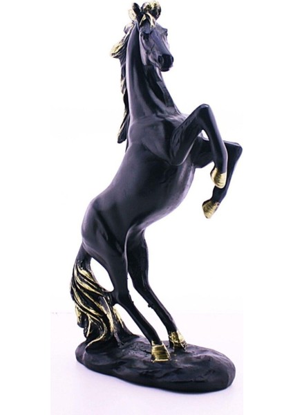 Şahlanan Siyah At Figürlü Dekoratif Biblo Ev - Işyeri - Ofis Için Süs