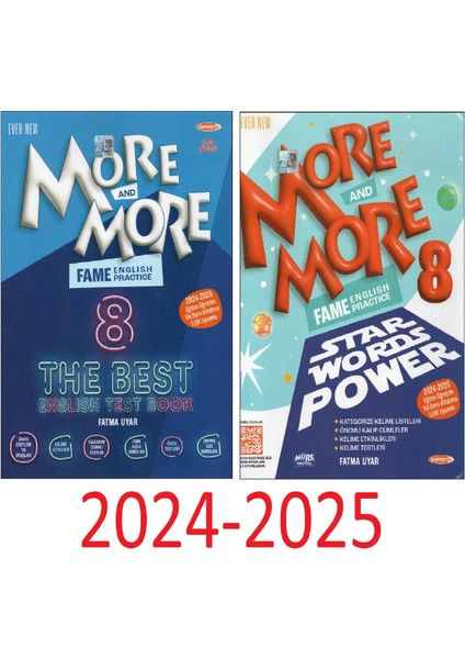 2024-2025 Kurmay Elt More And More 8. Sınıf Fame The Best English Test Book+Star Words Power (2 Kitap)