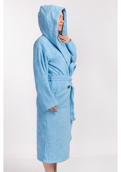 Stella Robe Ekstra Yumuşak Premium Kapşonlu Bornoz Mavi fırsatları