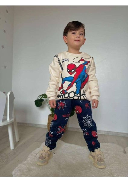Örümcek Adam 3 Iplik Şardonlu Kumaş Erkek Çocuk Alt Üst Takım Süper Kalite
