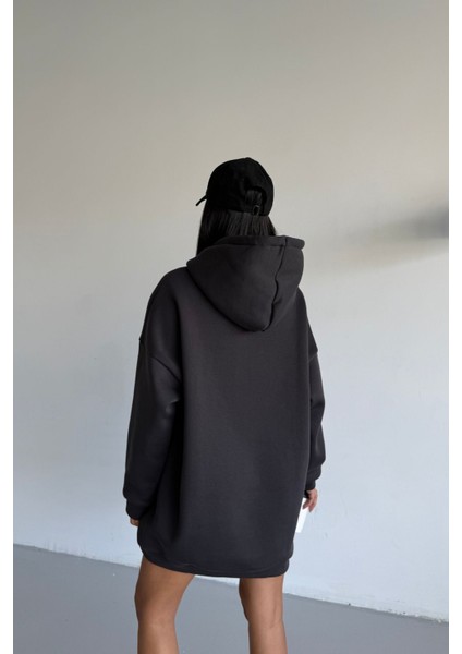 Kadın Kapüşonlu Taş Detaylı Sweatshirt Elbise modelleri