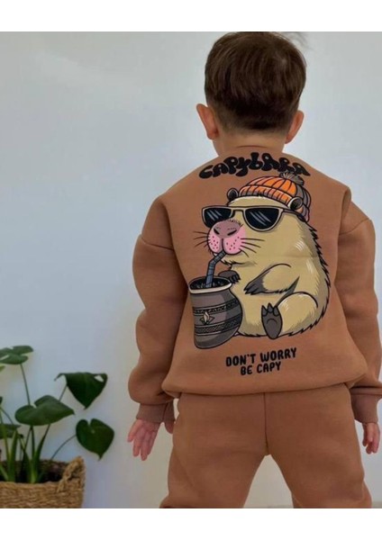 Capybara Erkek Çocuk 3 Iplik Şardon Kumaş Alt Üst Takım Süper Kalite Sırt Baskı Detaylı fiyatları