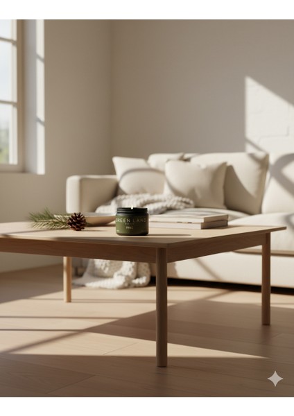 Green Land – Özel Tasarım Çam Kokulu Mum (250GR) Doğal Vegan Soya Wax | Ahşap Fitil | Özel Cam Kavanoz modelleri