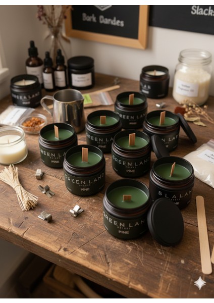 Green Land – Özel Tasarım Çam Kokulu Mum (250GR) Doğal Vegan Soya Wax | Ahşap Fitil | Özel Cam Kavanoz fırsatları