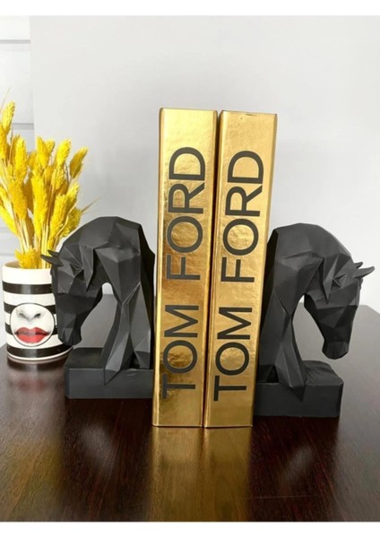 Kitap Tutucu Kübik At Figürlü 2 Li Siyah Renkli