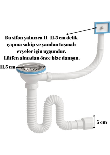 Tekli Körüklü Çöpmak Sifon 11 cm Çap Yandan Taşmalı – Dayanıklı ve Kolay Montaj fiyatları