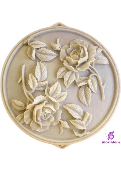 Çift Kulplu Gül Kabartmalı 7cm Askı Silikon Kalıp K-659, Kokulu Taş Sabun Alçı Mum Kalıbı modelleri