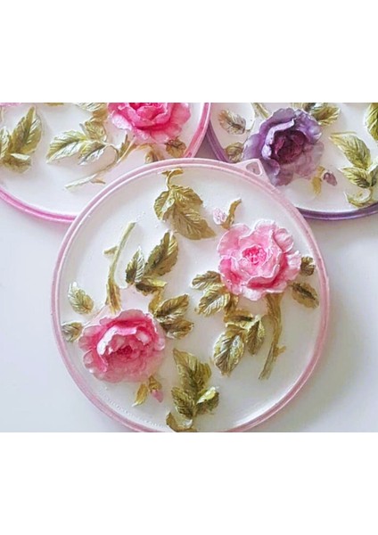 Çift Kulplu Gül Kabartmalı 7cm Askı Silikon Kalıp K-659, Kokulu Taş Sabun Alçı Mum Kalıbı fırsatları