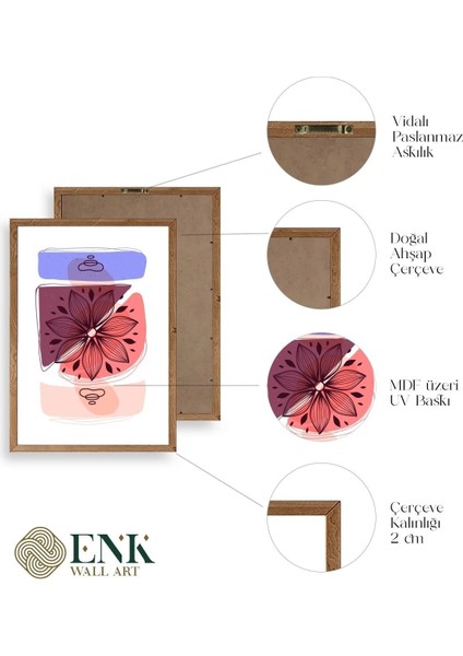 Çiçek Desenli Üçlü Ahşap Çerçeveli Tablo fırsatları