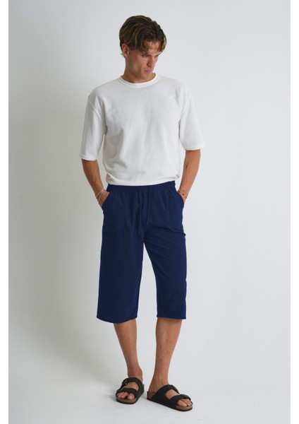 Erkek Büyük Beden %100 Pamuk Keten Görünümlü Kapri E203-43 modelleri