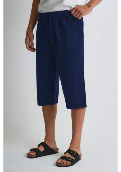 Erkek Büyük Beden %100 Pamuk Keten Görünümlü Kapri E203-43 indirimleri