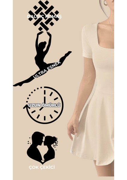 Mini Kare Yaka Tenis Elbisesi + Cepli Şort Eklentili Elbise modelleri