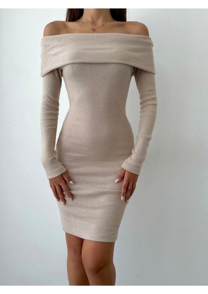 Kaşkorse Madonna Yaka Uzun Kollu Mini Elbise fiyatları