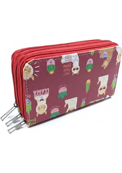 Üç Gözlü Lastikli Kalemlik Lama Bordo fırsatları