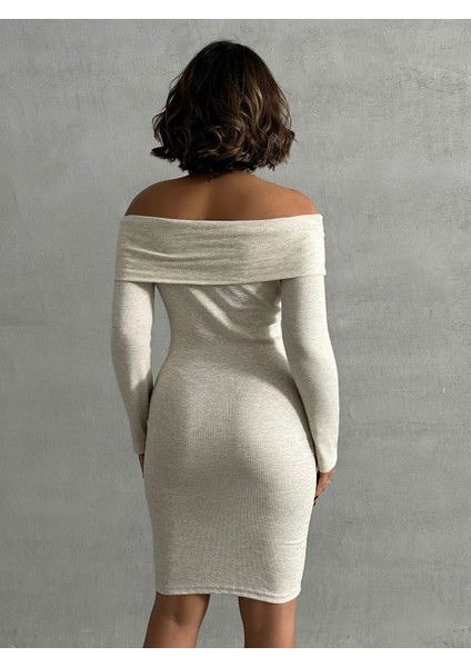 Ekru Madonna Yaka Kaşkorse Midi Boy Kalem Elbise 1.sınıf Kaşkorse Kumaş modelleri