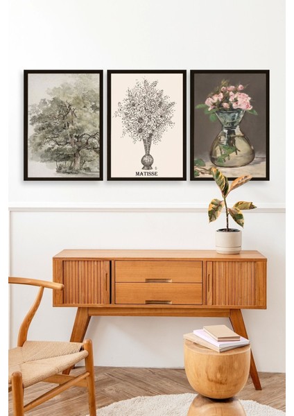 Matisse Üçlü Ahşap Çerçeveli Tablo modelleri