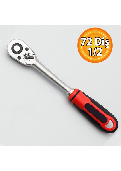 Cırcır Kolu 1/2" Lokma Anahtarı 72 Diş Profesyonel Endüstriyel El Aleti Uzun Kollu Dayanıklı Metal