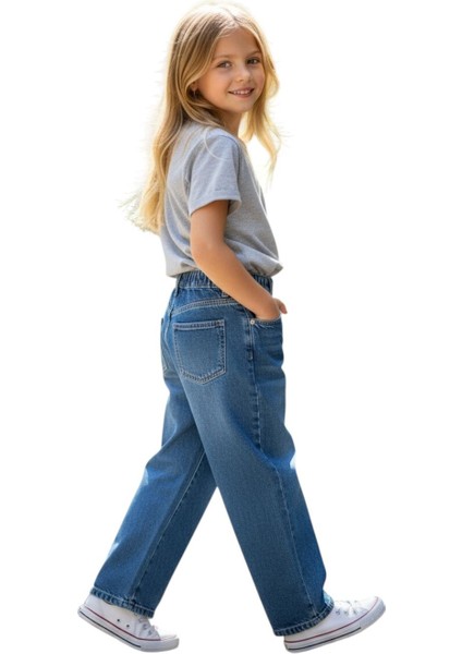 Kız Çocuk Wide Baggy Fit Geniş Paça Jean Pantolon modelleri