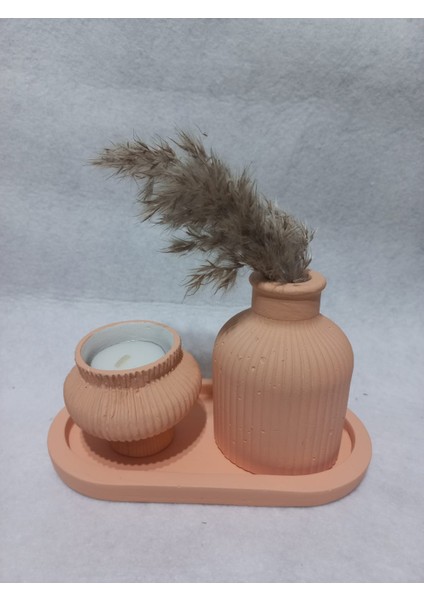 Tabaklı Küp Vazolu Fiji Mumluk Set Random