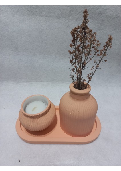 Tabaklı Küp Vazolu Fiji Mumluk Set Random