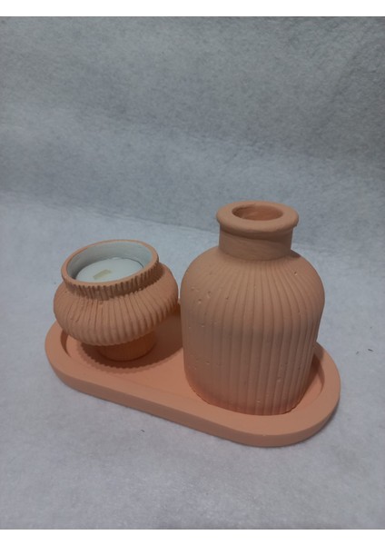 Tabaklı Küp Vazolu Fiji Mumluk Set Random