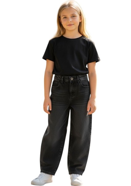 Kız Çocuk Wide Baggy Fit Geniş Paça Jean Pantolon
