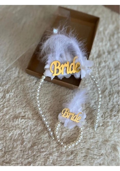Bride, Bekarlığa Veda Partisi, Beyaz Gold Taç Bileklik Set