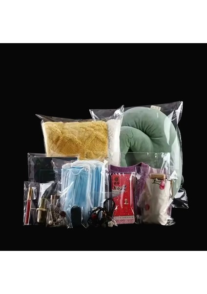 35X50+5 cm 500 Adet Şeffaf Jelatin Bantlı Poşet | Çeyiz Poşeti Yapışkanlı Ambalaj Paketleme Torbası
