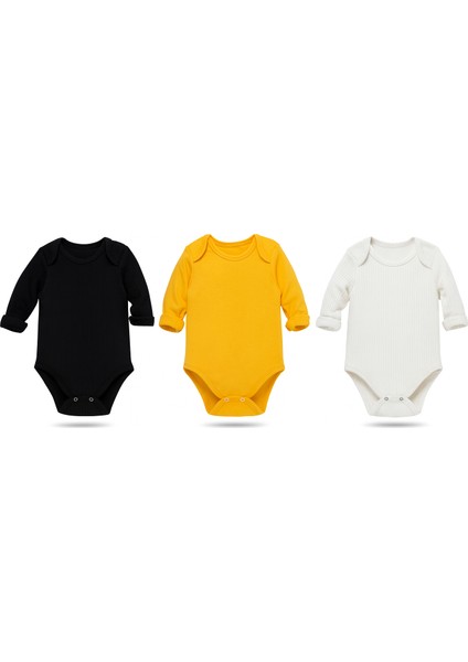 3lü Mevsimlik Çıtçıtlı Body Zıbın 0-3 Ay/3 Yaş Arası %100 Pamuk Unisex Kız Erkek Bebek&çocuk