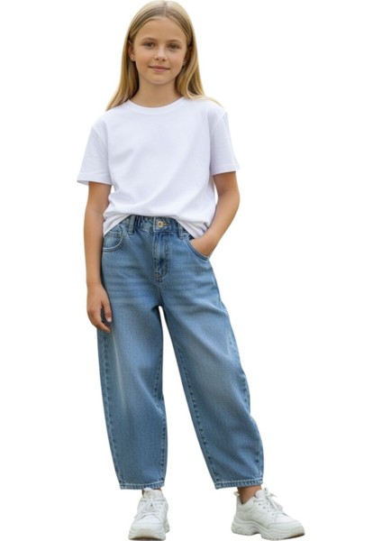 Kız Çocuk Wide Baggy Fit Geniş Paça Jean Pantolon modelleri