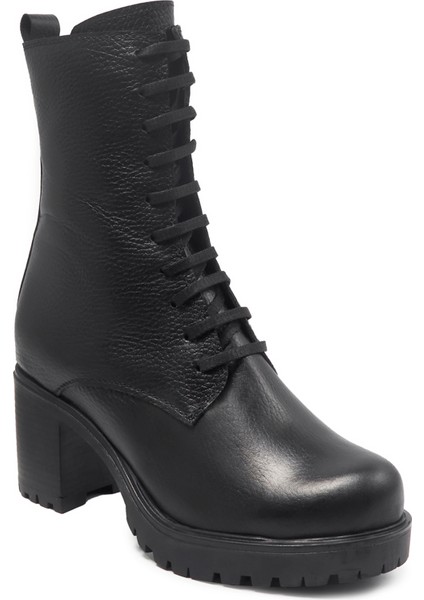 Siyah Casual Deri Kadın Bot