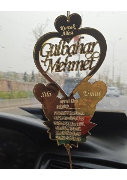 Kişiye Özel 3 Kalpli Dikiz Aynası Süsü