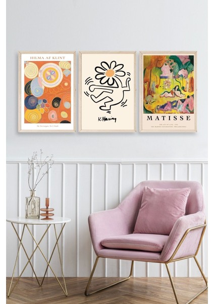 Ünlü Tablolar Üçlü Ahşap Çerçeveli Tablo fiyatları