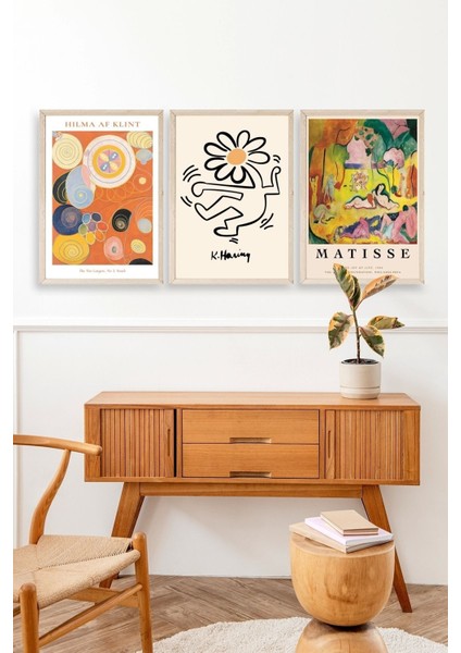 Ünlü Tablolar Üçlü Ahşap Çerçeveli Tablo modelleri