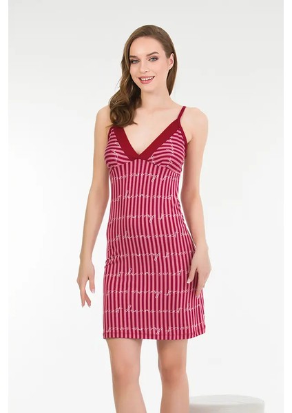 Lady Çizgili Bayan Penye Gecelik